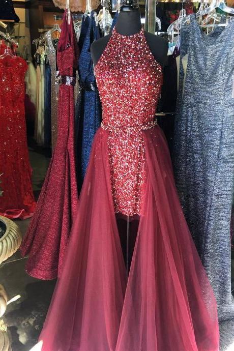 Two Piece Prom Dress Short,crystal Beaded Homecoming Dress,short Prom Dresses 2017