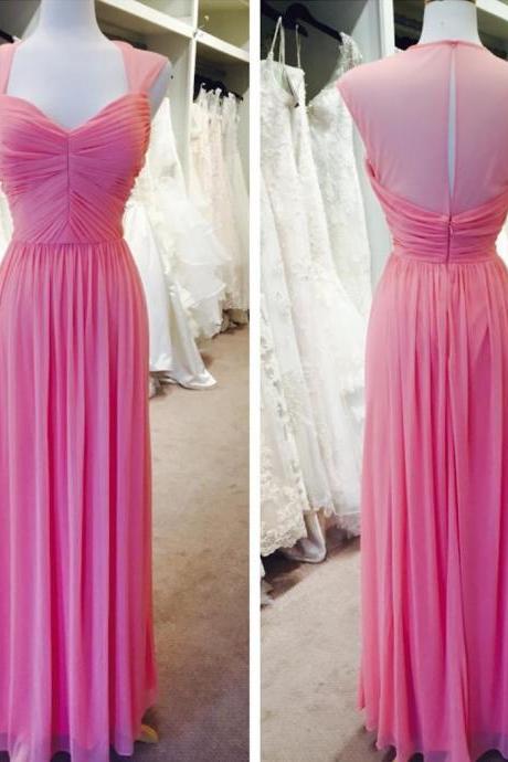 pink bridesmaid dress,chiffon bridesmaid dress,elegant formal dress,long evening gowns