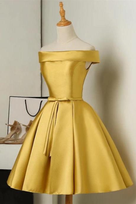 Gold Bridesmaid Dress,Short Bridesmaid Dress,Elegant Party Dress,Short Homecoming Dresses,Short Prom Dresses