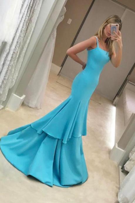 Satin Gowns,mermaid Evening Dress,corset Prom Dress,long Party Dress,long Blue Formal Dress