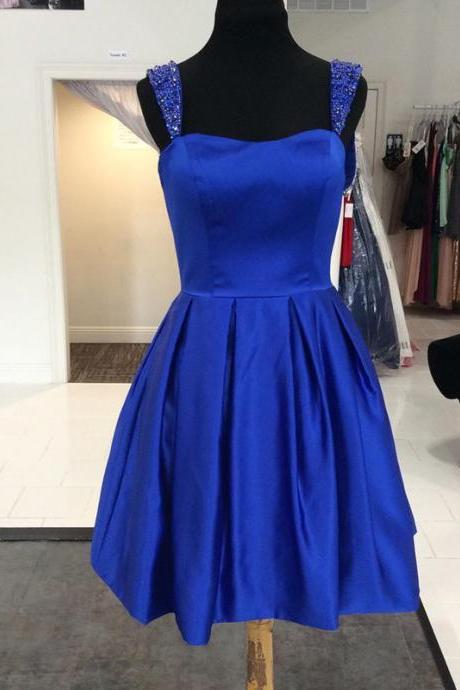 Royal Blue Homecoming Dresses,short Prom Dress 2017,satin Dress,short Cocktail Dresses,graduation Dresses