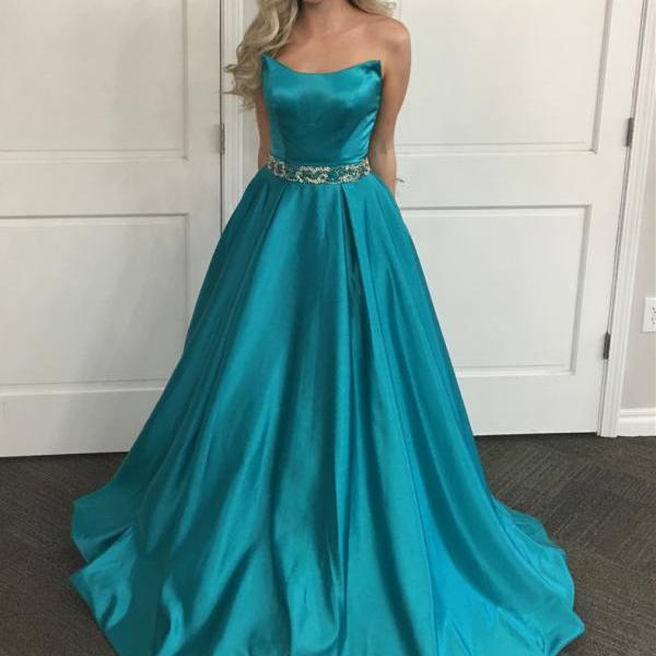 Teal Green Prom Dress,long Evening Gowns,long Prom Dress,strapless Prom ...