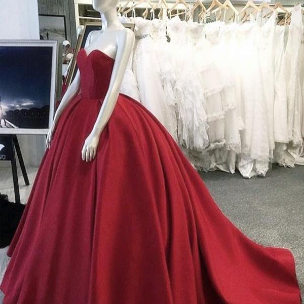 Burgundy Wedding Dresses,Ball Gowns Wedding Dresses,Satin Wedding Gowns,Wedding Dresses 2017