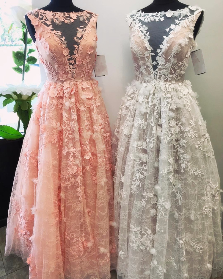 Lace Prom Dress,floral Lace Dress,pink Prom Dress,white Prom Dress,ball