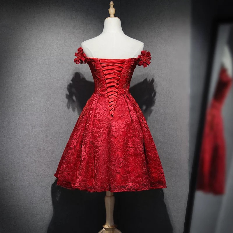 Burgundy Dress,off The Shoulder Cocktail Dress,lace