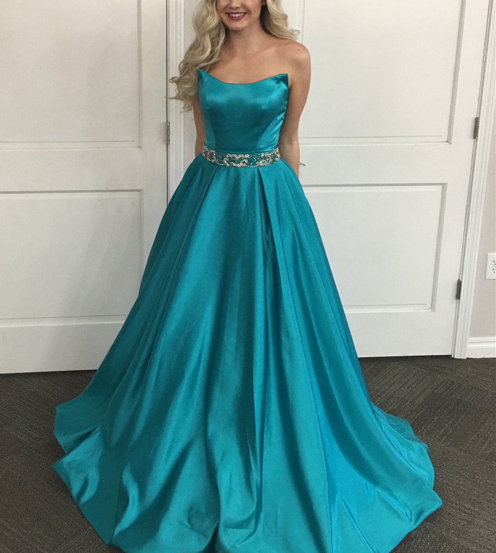 teal prom gown