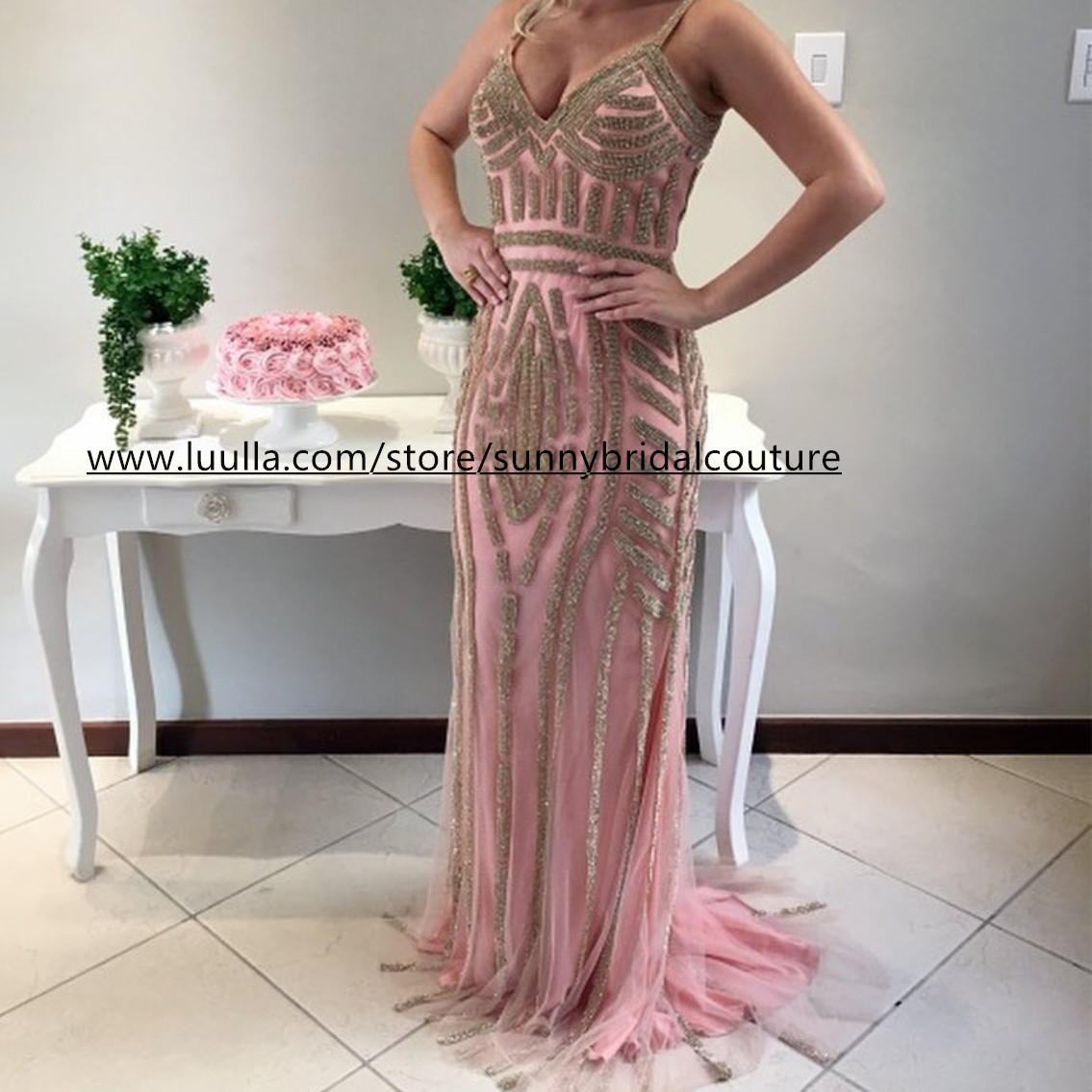Niulatu Mermaid Straps Gold Sequin Long Evening Gowns Prom Dress SD2770 main image 0