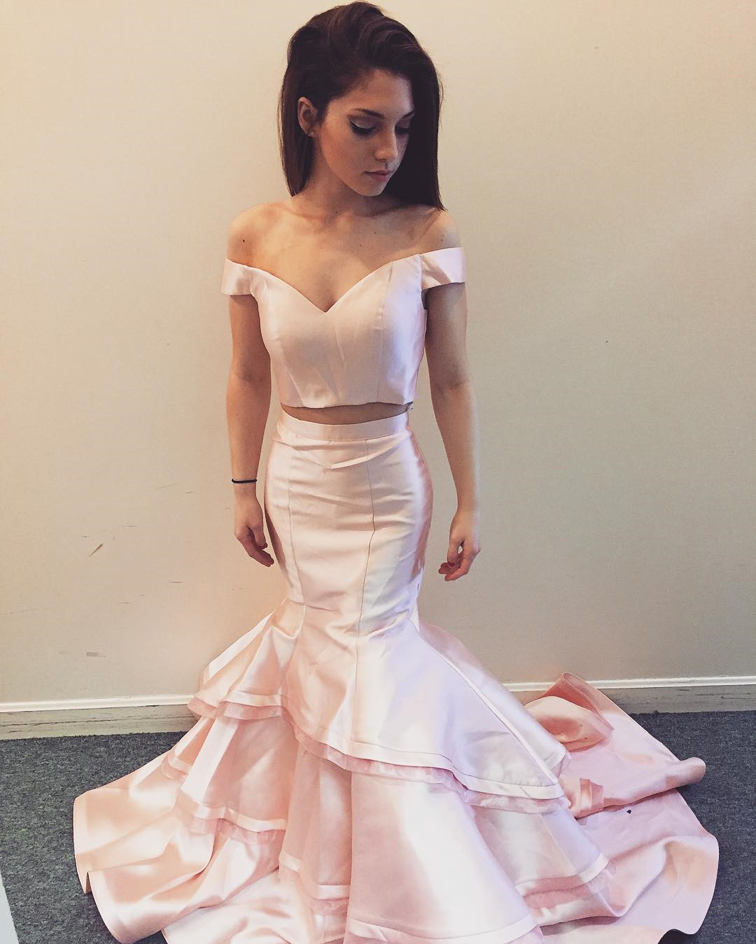 Blush Pink Prom Dress,mermaid Evening Dress,two Piece Prom Dress,sexy